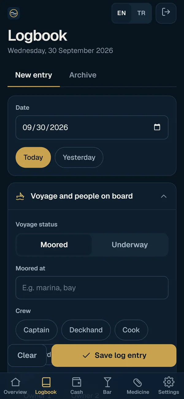 Brasslog daily log on iPhone